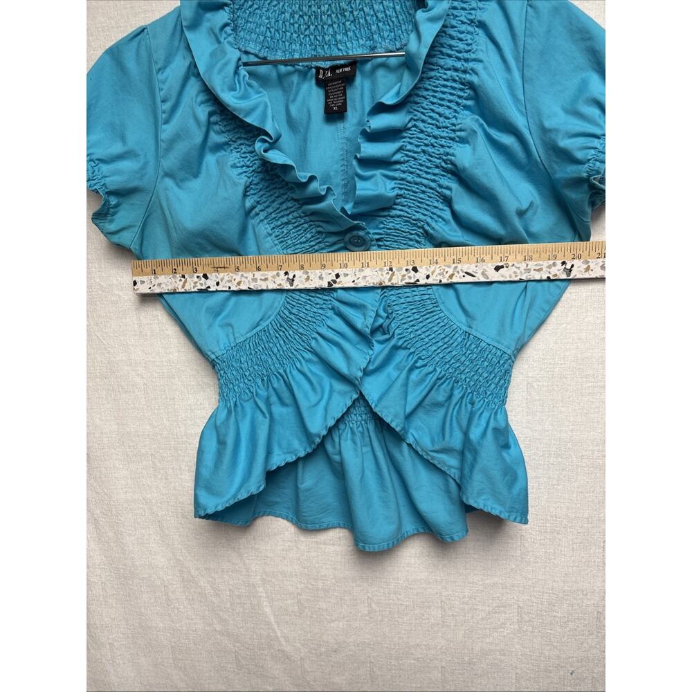 DFA New York 2 Pc Blue Ruffled Top & Multicolor Skirt - Size 14 - Picture 7 of 16